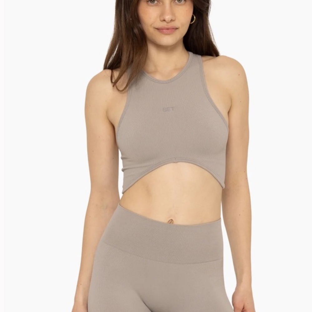 SET Active Sculptflex Power Set | Angle Bra + Biker Short in Breeze